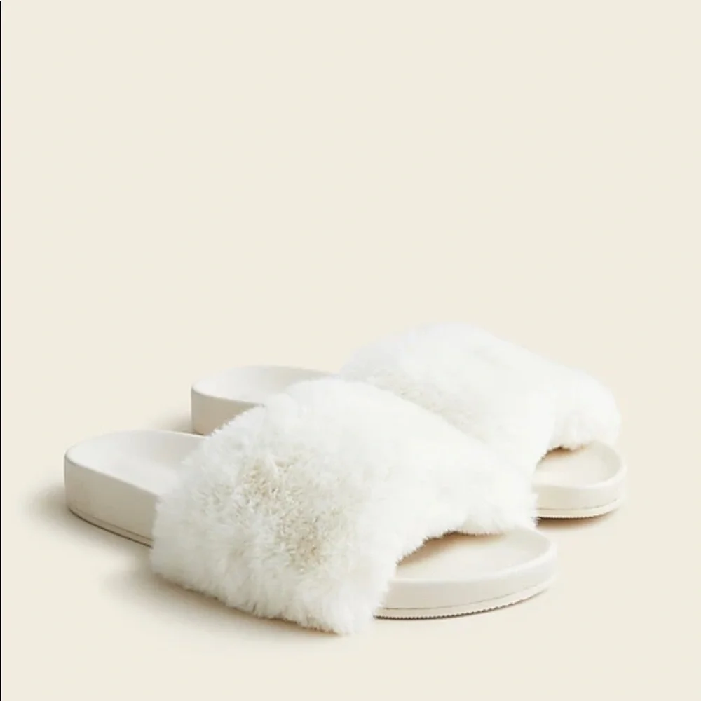 NIB J. Crew Pacific Fluffy-Strap Slide‎ Sandals